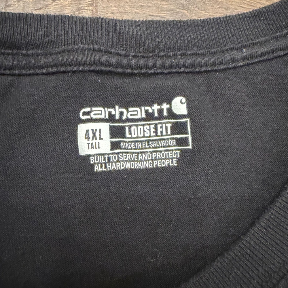 Carhartt Mens 4XL Tall Black Loose Fit Long Sleeve Pocket T-Shirt K126 BLK - Picture 2 of 4